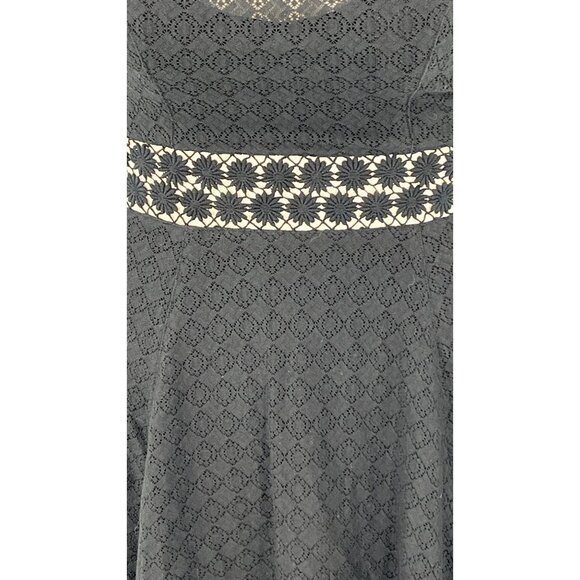 Free People Black Daisy  Mini Dress Cutout Lace Upper Bodice Size 8 - Picture 3 of 12